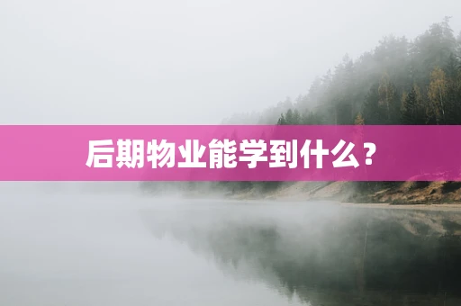 后期物业能学到什么？