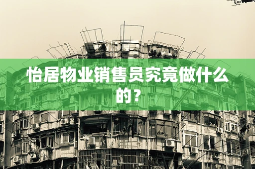 怡居物业销售员究竟做什么的？