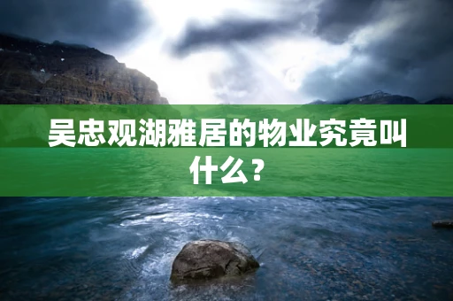 吴忠观湖雅居的物业究竟叫什么？