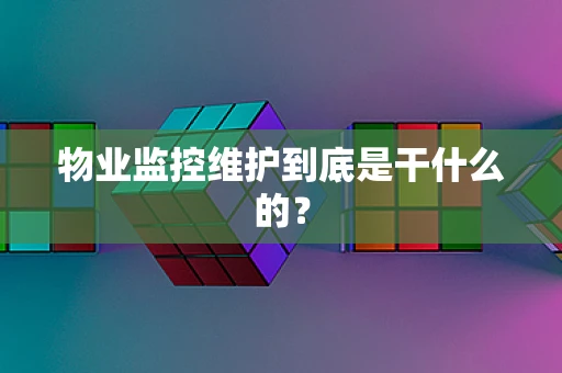 物业监控维护到底是干什么的？